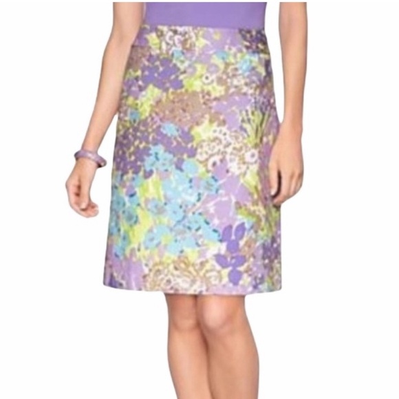 Talbots Pastel Floral Print Knee Length Skirt Size 10 - Picture 1 of 7